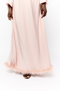 ilana Fur Maxi Dress - Rose Blush