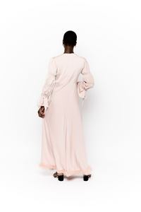 ilana Fur Maxi Dress - Rose Blush