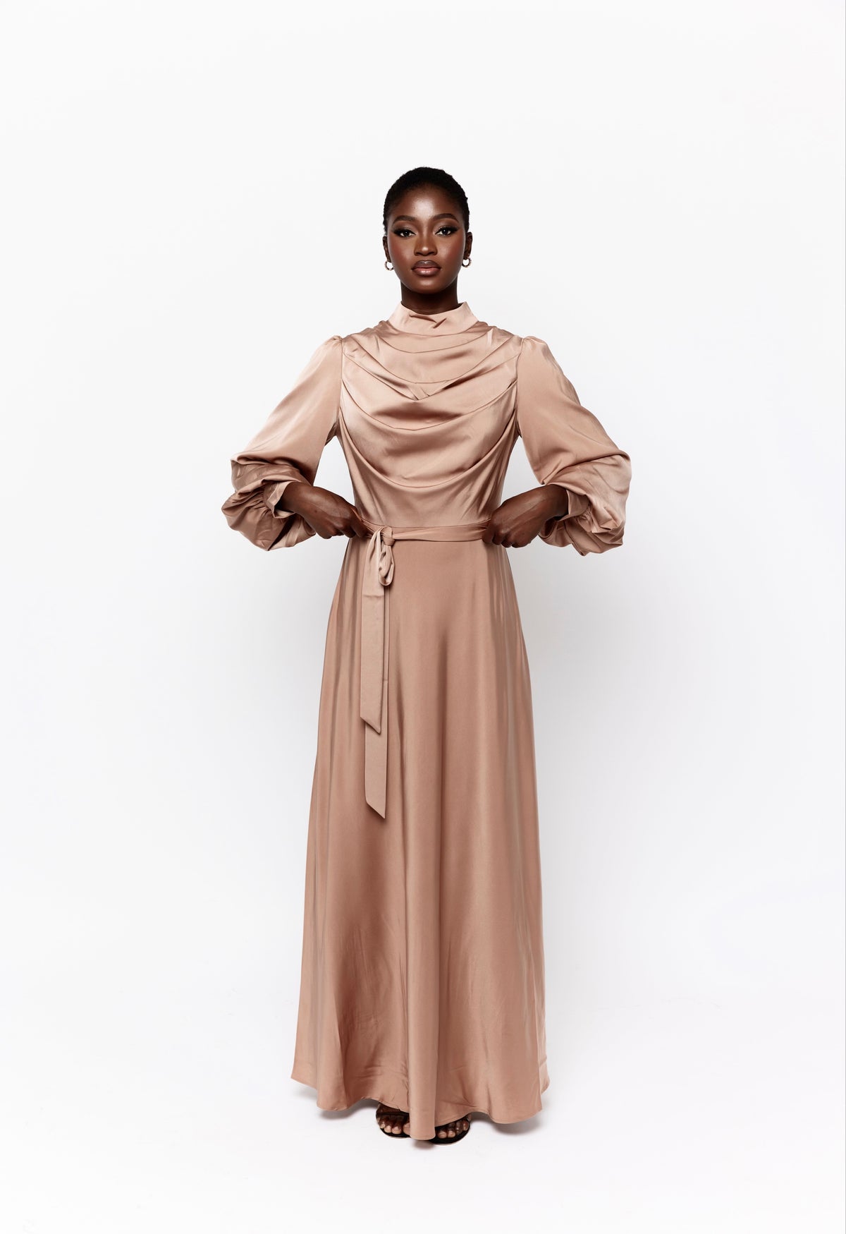 Anesa Balloon Sleeve Maxi Dress Mocha Modest Bella