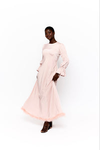 ilana Fur Maxi Dress - Rose Blush