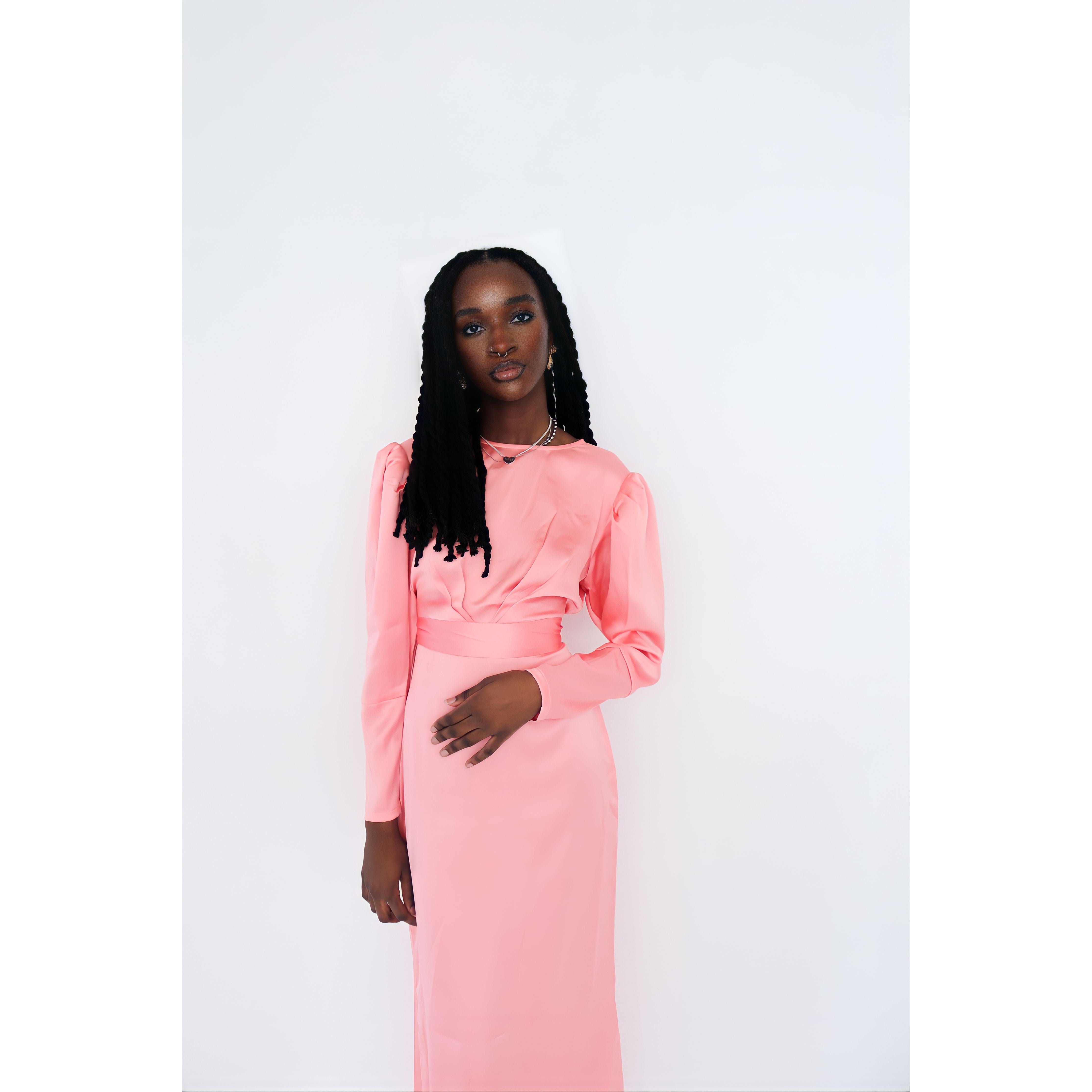 Pink Modest Satin Dress Modest Bella