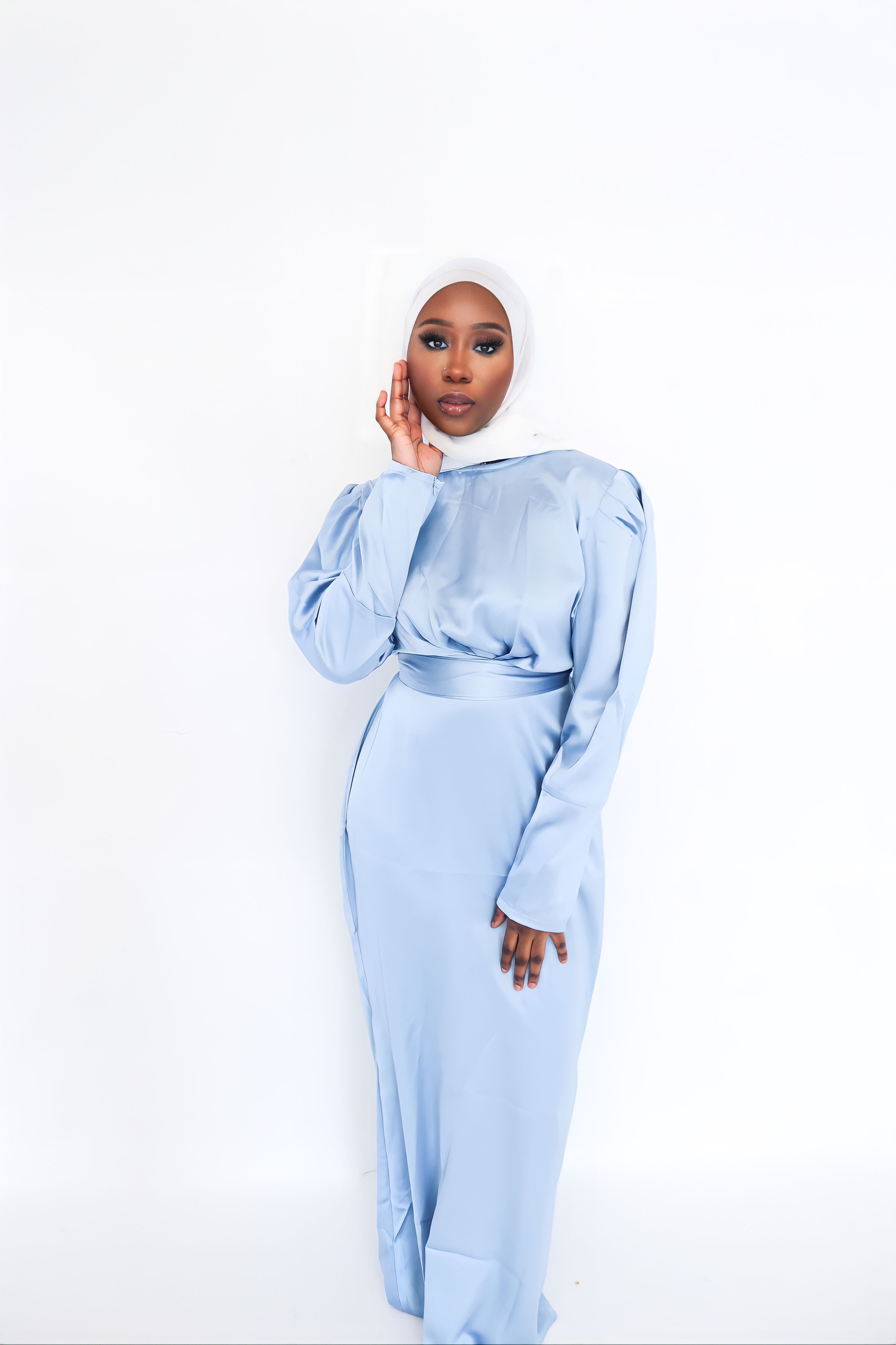 Baby blue 2024 hijab dress